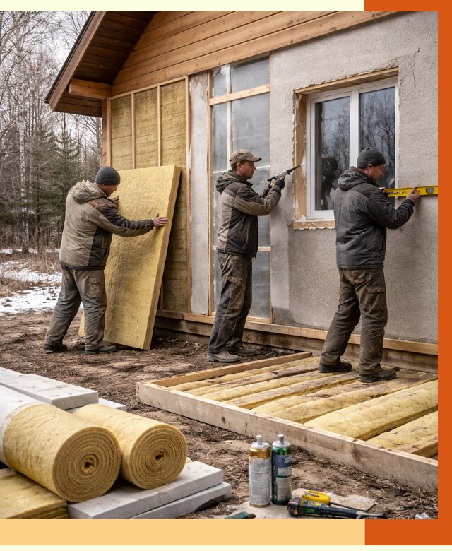 Утепление дачного дома в Орске от 4912 руб/м2 — недорого | ТепломастерРск